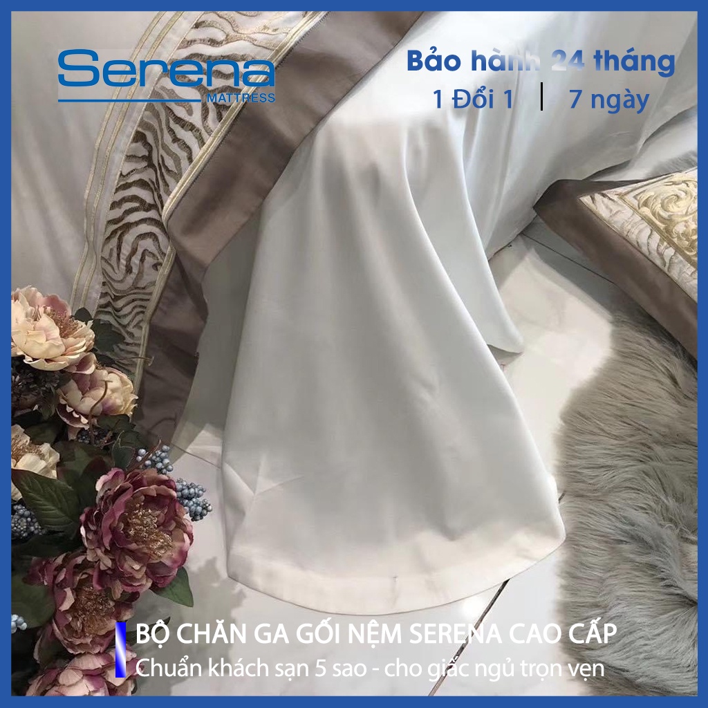 Ga Nệm Cao Cấp Tencel 60s Serena Ga Giường Tencel Bộ 5 Món Chăn Ga Gối Trần Bông - Hệ Thống Nệm