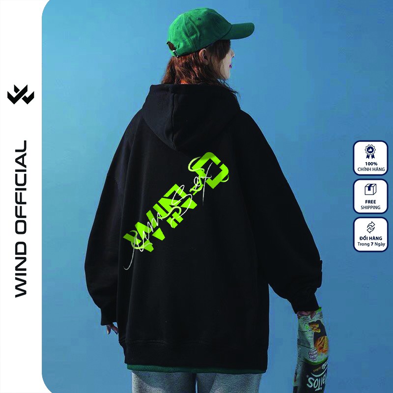 Áo hoodie form rộng WIND unisex nỉ bông HD24 thời trang nam nữ oversize ulzzang
