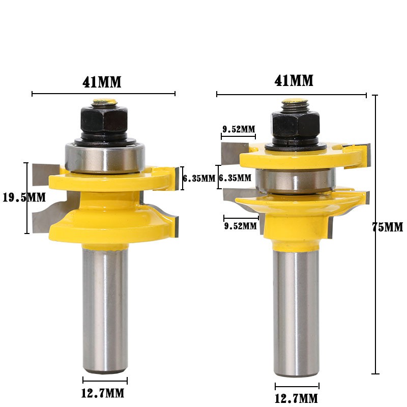 Bộ mũi dao phay gỗ làm cánh cửa bếp cốt 12ly7 - Mũi lưỡi soi máy phay gỗ router cầm tay