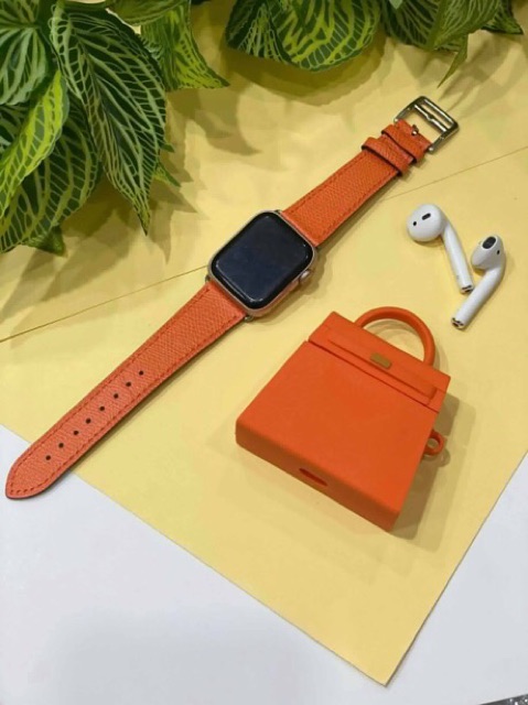 Combo màu cam cực hot, ốp lưng dành cho iPhone và dây đeo Apple watch