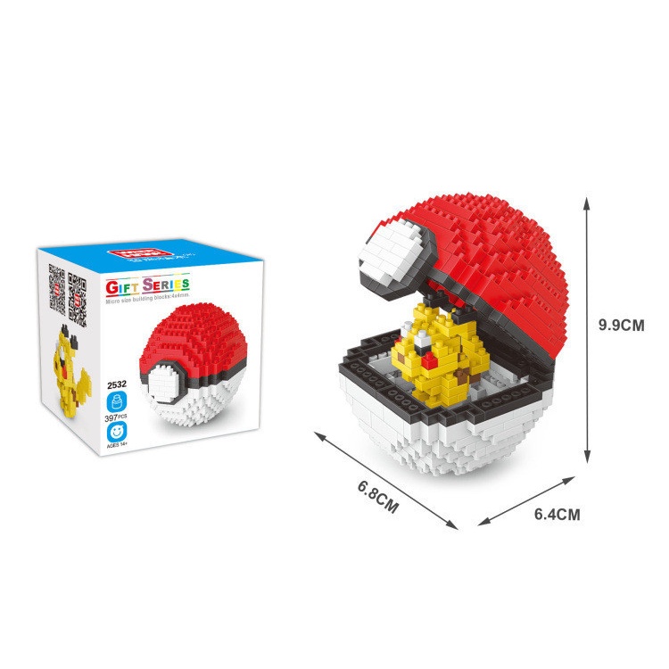 ZHAN QI TOYS Đồ Chơi Lắp Ráp Mô Hình Bóng Pokemon Mini Cho Bé