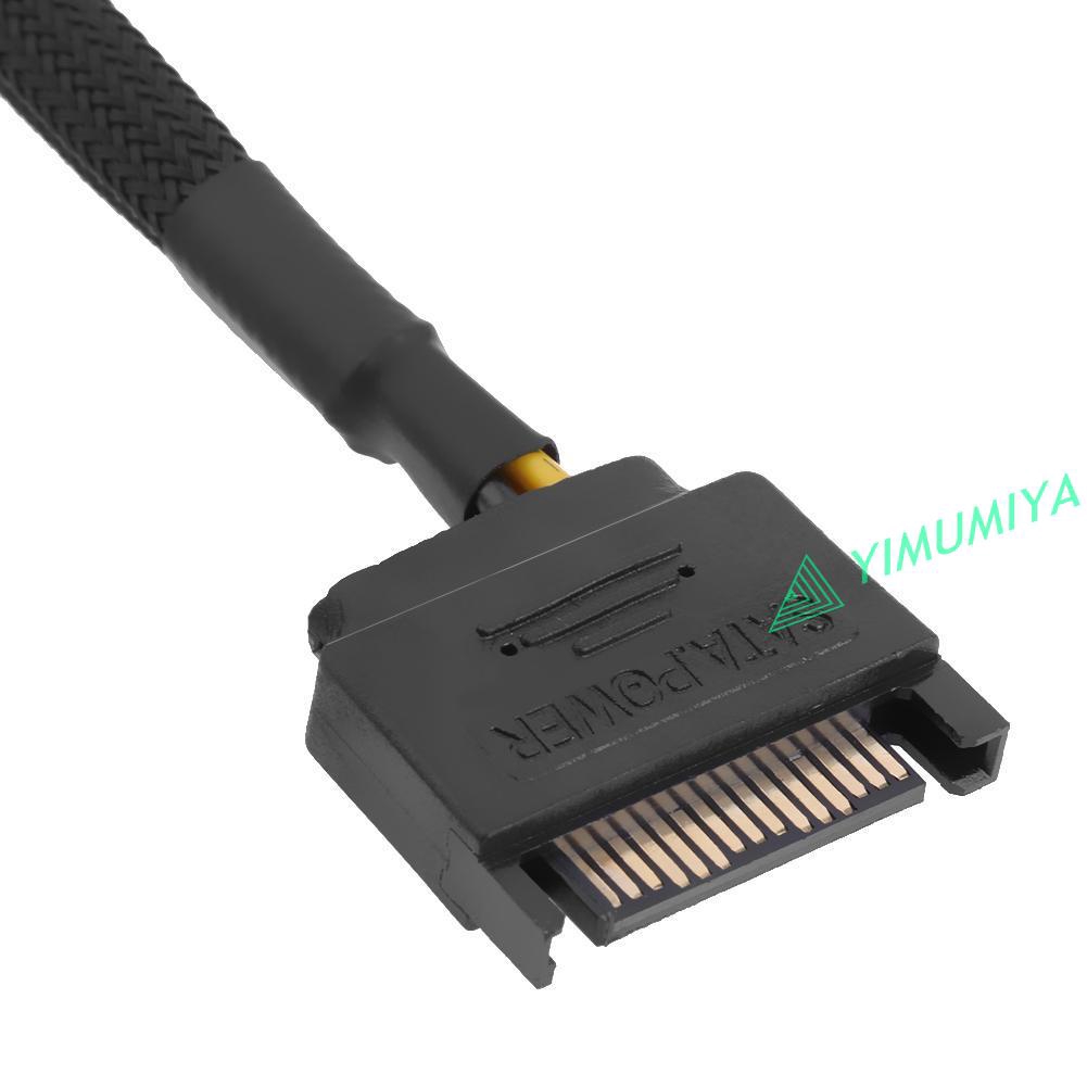 YI Sleeved SATA 15Pin to 2 Way 3Pin 4Pin Fan Power Adapter Extension Cable