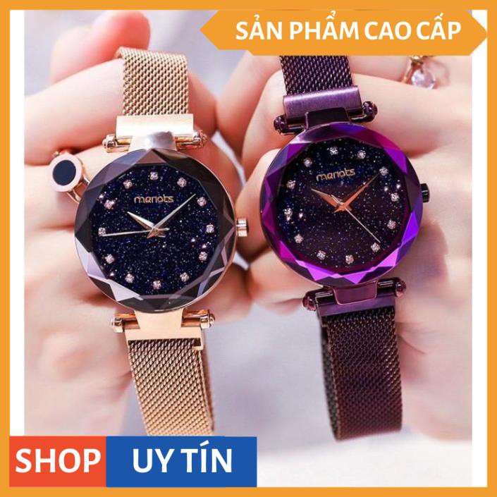ĐỒNG HỒ NỮ MENOTS DÂY LỤA KIM LOẠI KHÓA NAM CHÂM MẶT VÁT CẠNH 3D SIÊU SANG CHẢNH CỰC ĐẸP [HÀNG CAO CẤP]