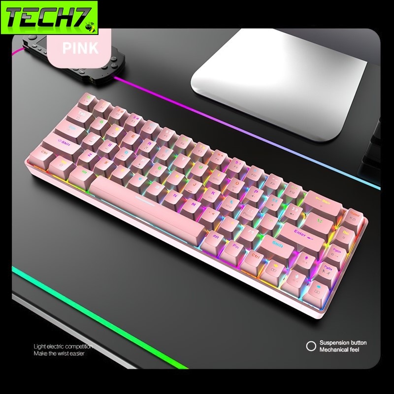 Bàn Phím Cơ Gaming Led RGB T8 Pink mini nhỏ gọn