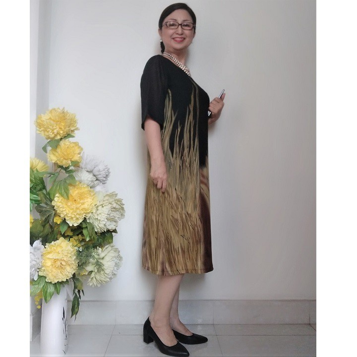 Váy Đầm Trung Niên - Voan Sang Trọng - Form A Rộng Che Bụng - Size 50Kg - 90Kg | BigBuy360 - bigbuy360.vn