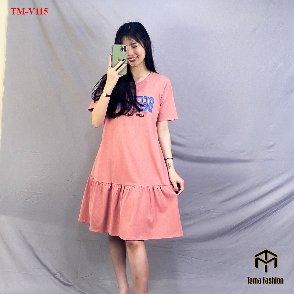 Đầm bigsize MIA1992 - Váy thun suông nữ có chữ trước ngực dáng đuôi cá chất cotton siêu xinh