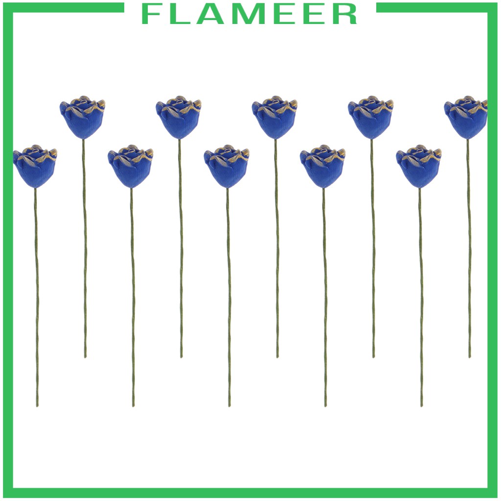 [FLAMEER] 10pieces 1:12 Dollhouse Miniature Rose Flower Bunch Fairy Garden Accs