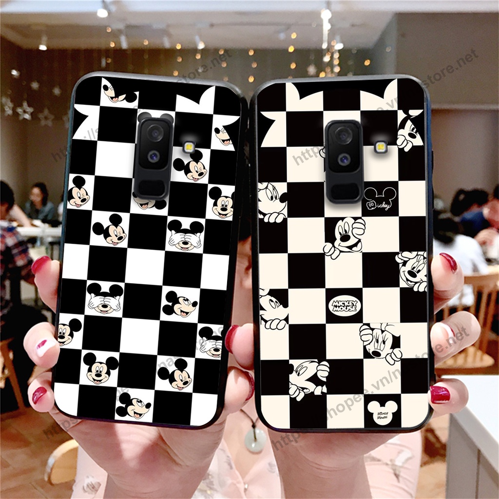 Ốp lưng Samsung J8 trái tim họa tiết caro, mikey họa tiết beabrick kaws cute