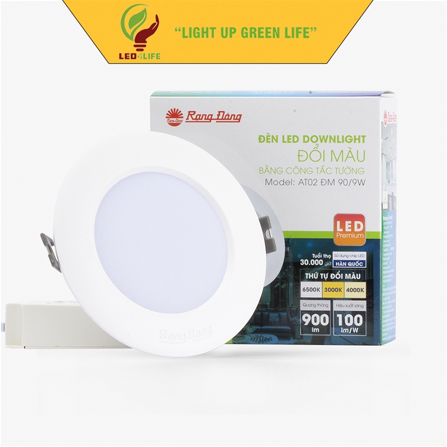 Đèn LED Âm trần Downlight Đổi màu Rạng Đông MODEL: AT02 ĐM 90/9W