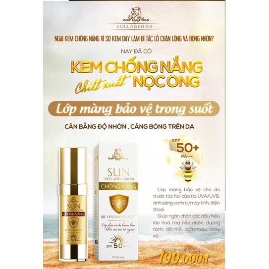 kem chống nắng nọc ong collagen x3 chính hãng