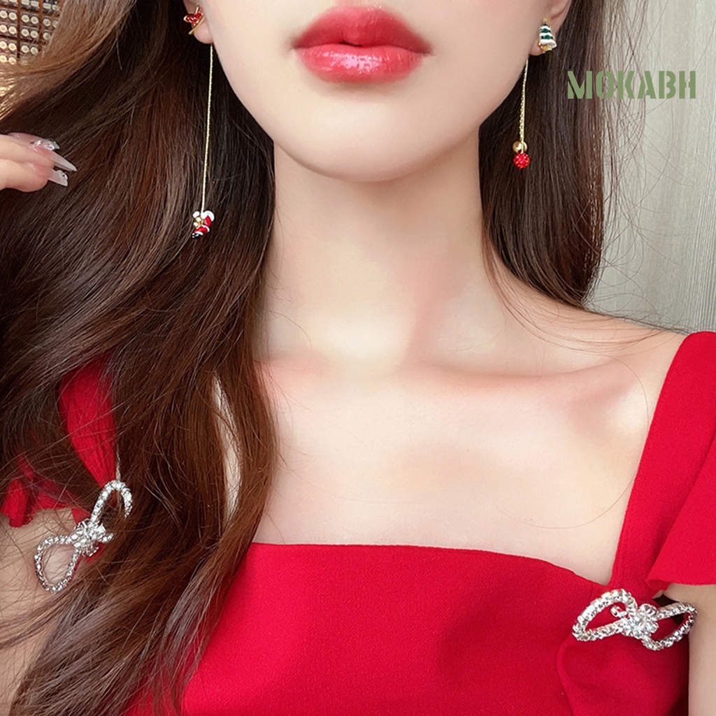 1 Đôi Khuyên Tai Dáng Dài Không Đối Xứng Hình Hoa Tuyết Giáng Sinh Dễ Phối Đồ Thời Trang Mới