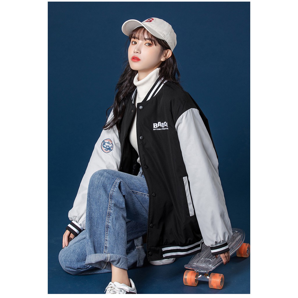 Áo khoác Bomber Nữ Nam Style Hàn Quốc - Áo khoác bóng chày Unisex [TẶNG TẤT NAM NỮ CÁ TÍNH] | BigBuy360 - bigbuy360.vn