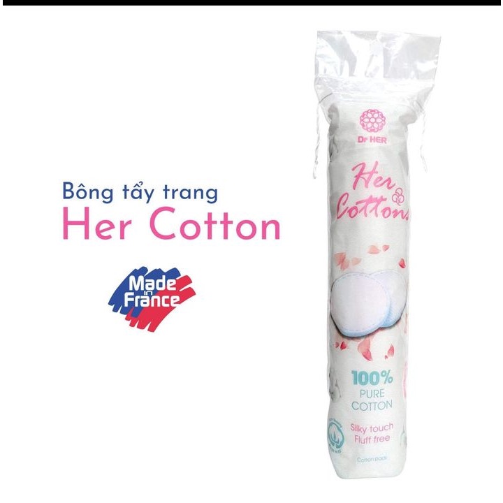 Combo 10 Bông Tẩy Trang Dr.Her 100% Cotton Tinh Khiết 120 Miếng