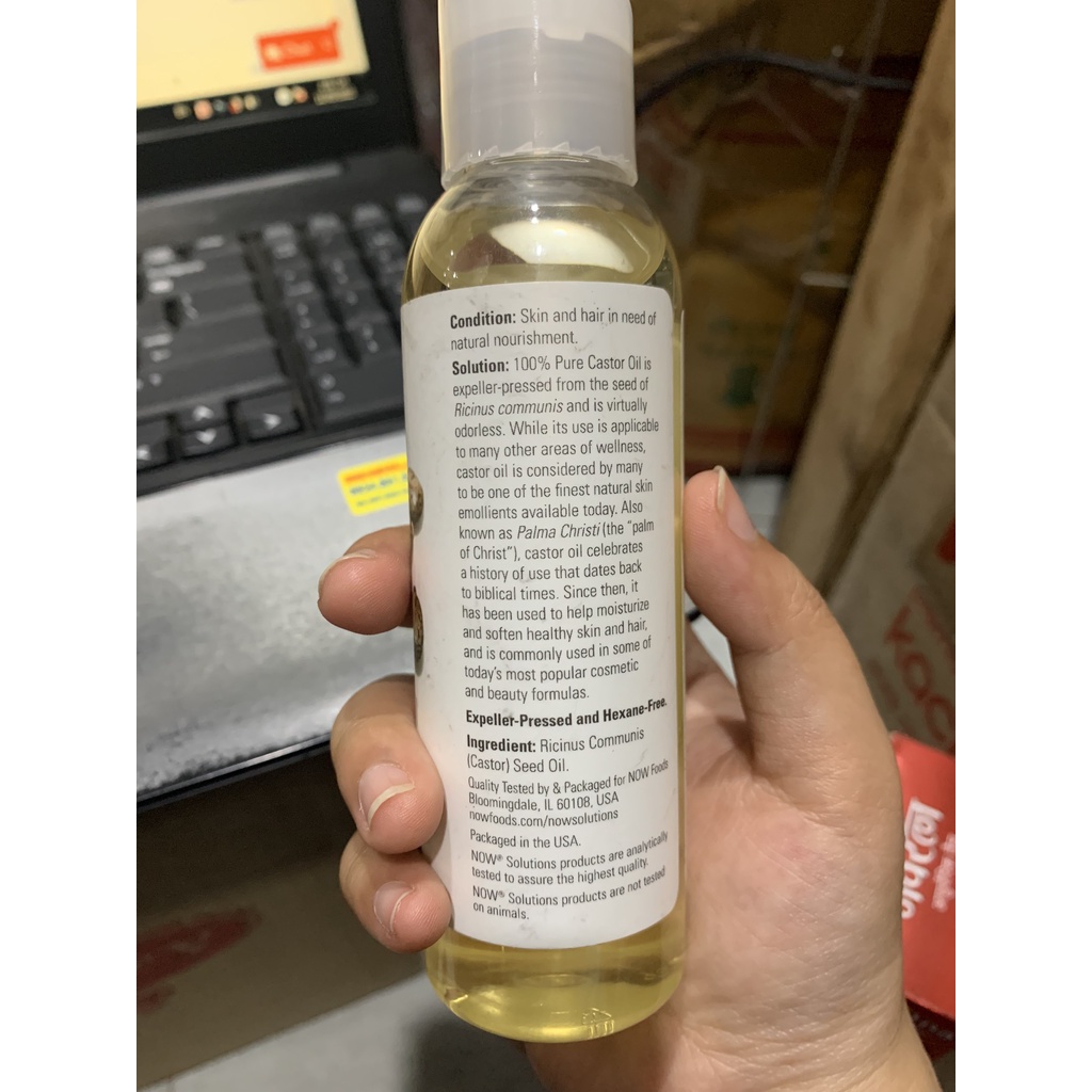 NOW Castor oil 100% pure skin care - Dầu Thầu Dầu 118ml