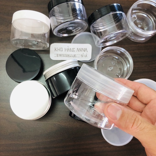 [ Hủ Chai Lọ nhựa ]  Hủ nhựa 100gr  màu đen / trong suốt - Hủ pet 100gr nắp nhôm/nắp đen/nắp trắng/nắp trong đựng mỹphẩm