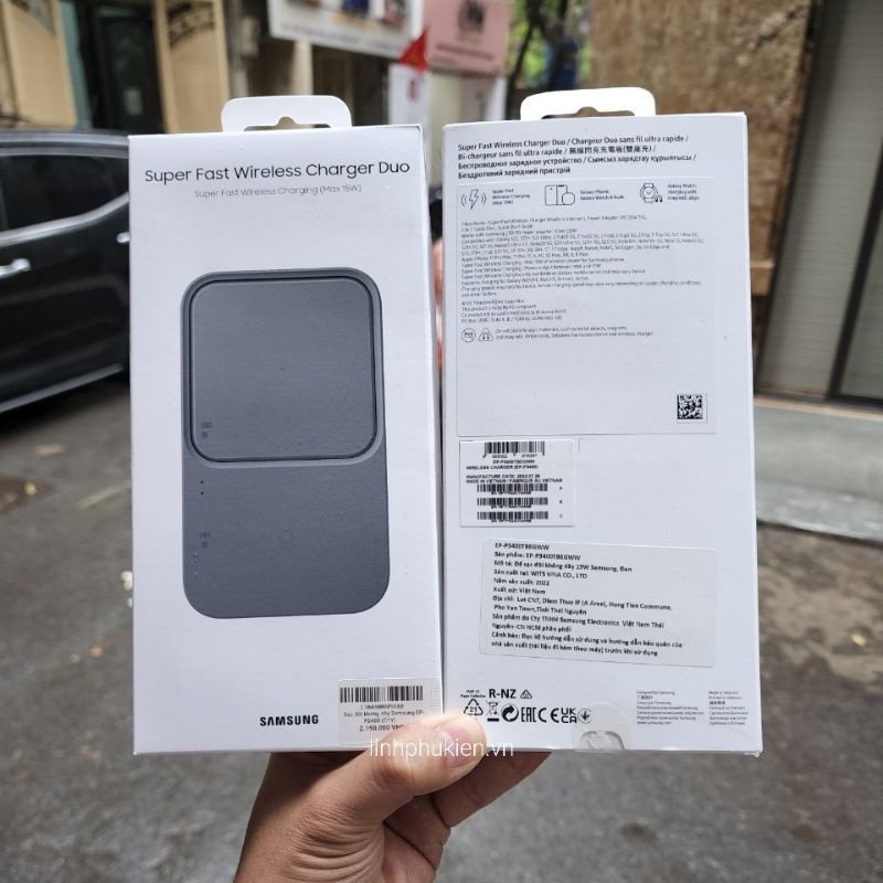 Đế sạc đôi siêu nhanh không dây Samsung Super Fast Charger Duo EP-P5400 2022 - Hàng chính hãng