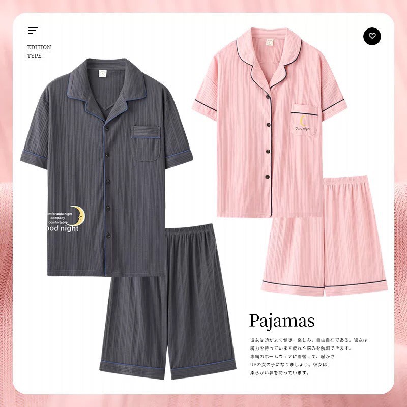 Đồ mặc nhà cao cấp - Pijama mặc đôi nam nữ cộc tay chất cotton mát mẻ mùa hè - Qùa cưới sang trọng