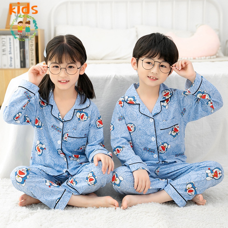 Bộ Đồ Ngủ Tay Dài In Họa Tiết Hoạt Hình Dễ Thương Thời Trang Xuân Thu Cho Bé Trai Và Gái 3-5 - 8-10 - 12 Tuổi