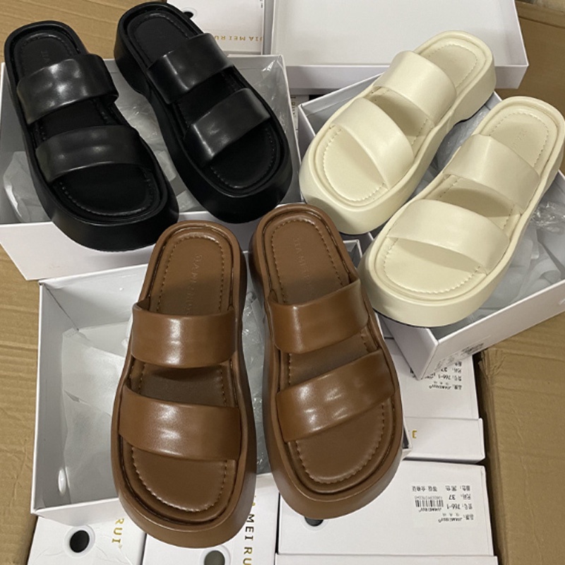 Dép Sandal Đế Dày 3Cm Hở Ngón Chất Da Cao Cấp Dép Ulzzang Thời Trang Bốn Mùa 2022 DD01-Molita