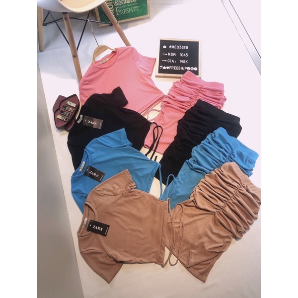 [Chuyên Sỉ] Set thun len gân cột lưng, chân váy xẻ tà tôn dáng - hàng đẹp lắm luôn nha các chị