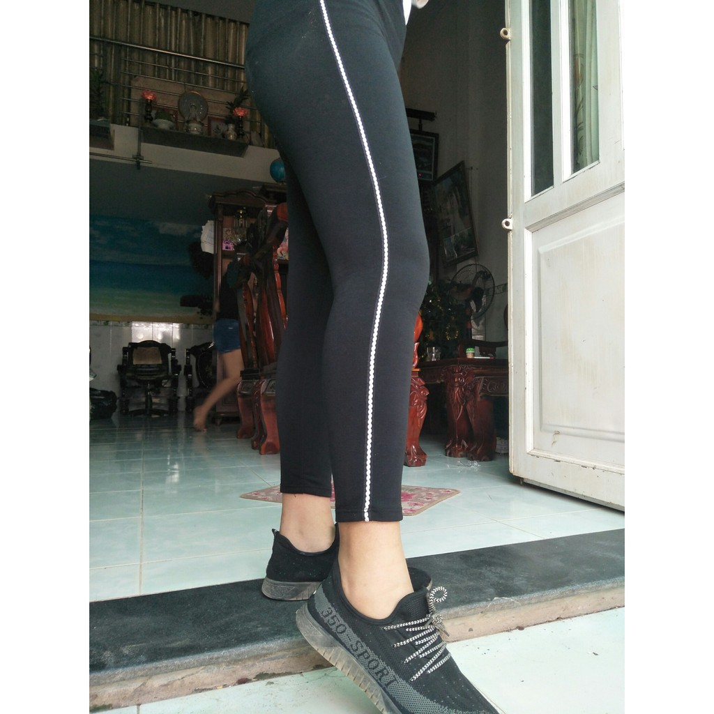 Quần thun nữ - legging (Ôm Body, sọc viền trăng) | BigBuy360 - bigbuy360.vn