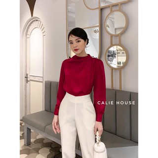Áo sơ mi nữ dài tay vai đính ngọc