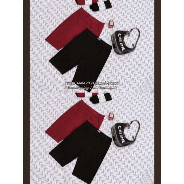 SÉT 2 QUẦN LEGGING ĐÙI MÀU ĐEN ĐỎ CHO NỮ