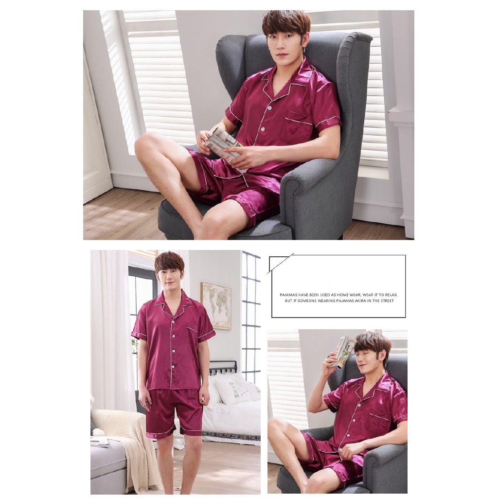 Bộ Đồ Ngủ Pijama Vải Satin Phong Cách Trung Hoa Cho Nam