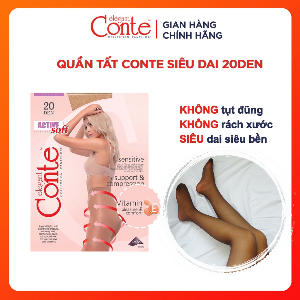 ⚡𝗙𝗥𝗘𝗘𝗦𝗛𝗜𝗣⚡ Quần tất Nga Élegant Conte loại mỏng Active 20D thon gọn mỡ thừa, siêu dai, siêu bền, che khuyết điểm tốt