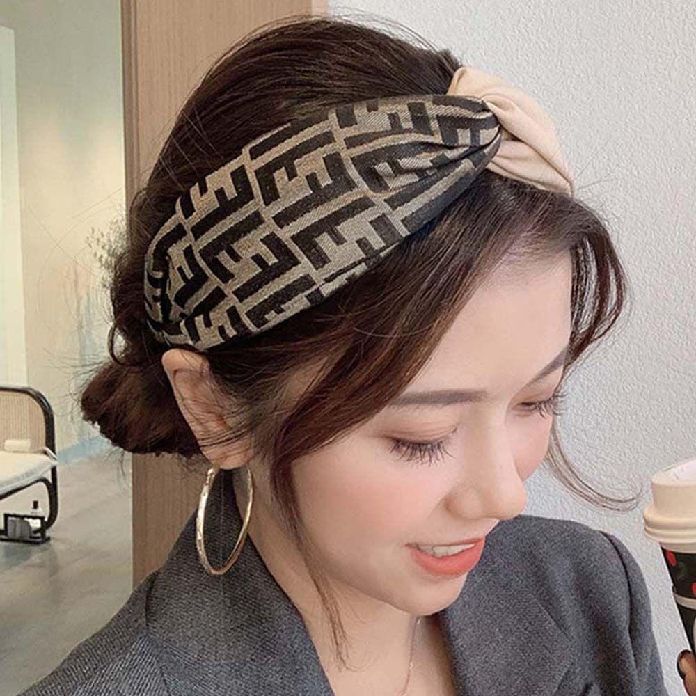 ANEMONE Băng Đô Cài Tóc Bản Rộng Thắt Nút Chéo Phong Cách Cổ Điển Ngọt Ngào Cho