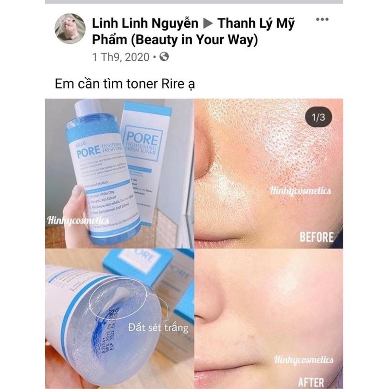 Toner RiRe thu nhỏ l.ỗ chân lô.ng