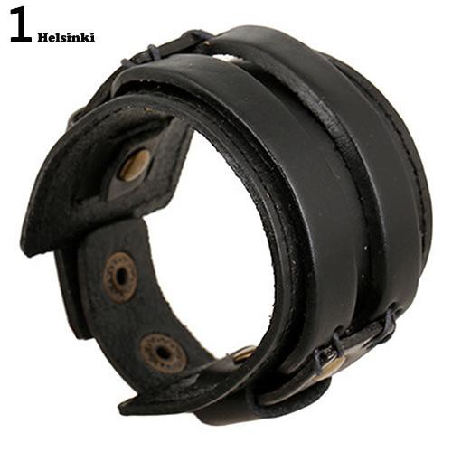 Vòng Đeo Tay Giả Da Bản Rộng Phong Cách Punk Thời Trang Cho Nữ