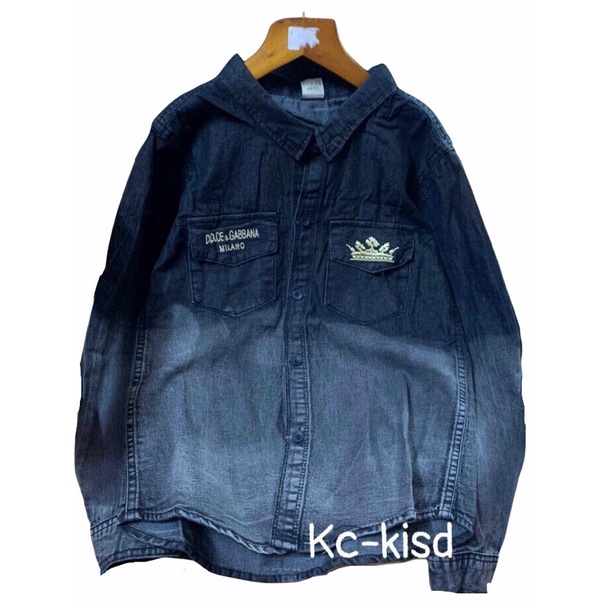 (ảnh thật) Áo sơ mi jean cho bé trai SMJ14 big sz 30-45kg Áo Sơ mi bò demi trẻ em khói loang chất lừ (hàng sẵn) SUBIN