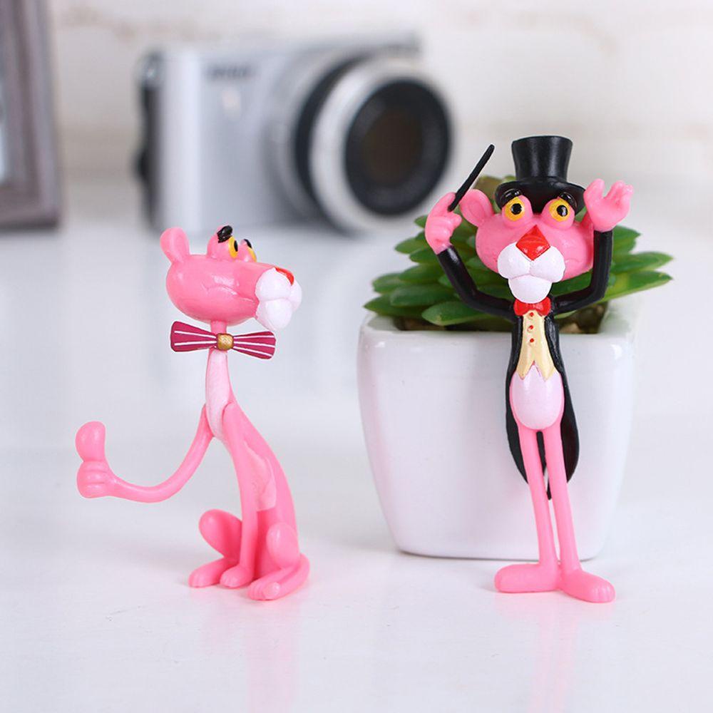 Mô Hình Chú Báo Hồng Mini Bằng PVC Để Bàn Trang Trí