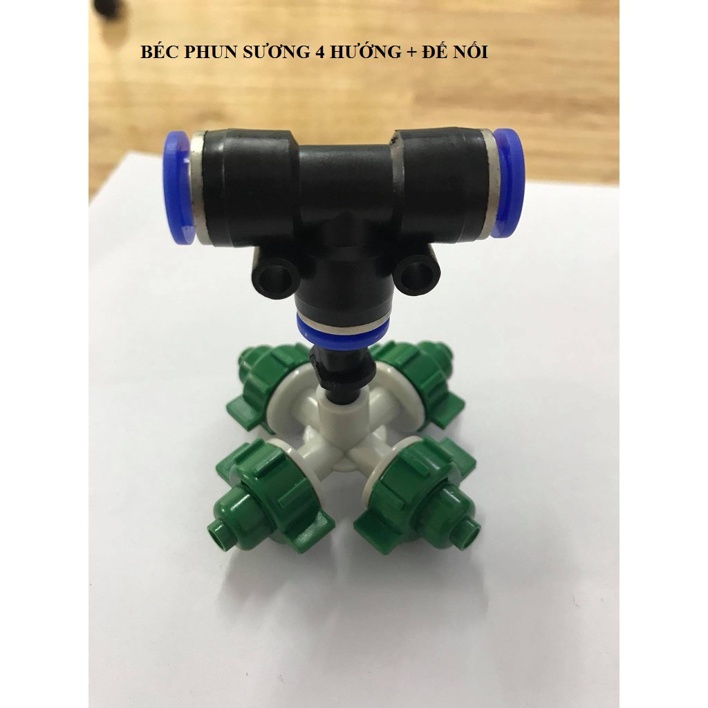 Béc phun sương tưới lan 4 hướng kèm T nối nhanh