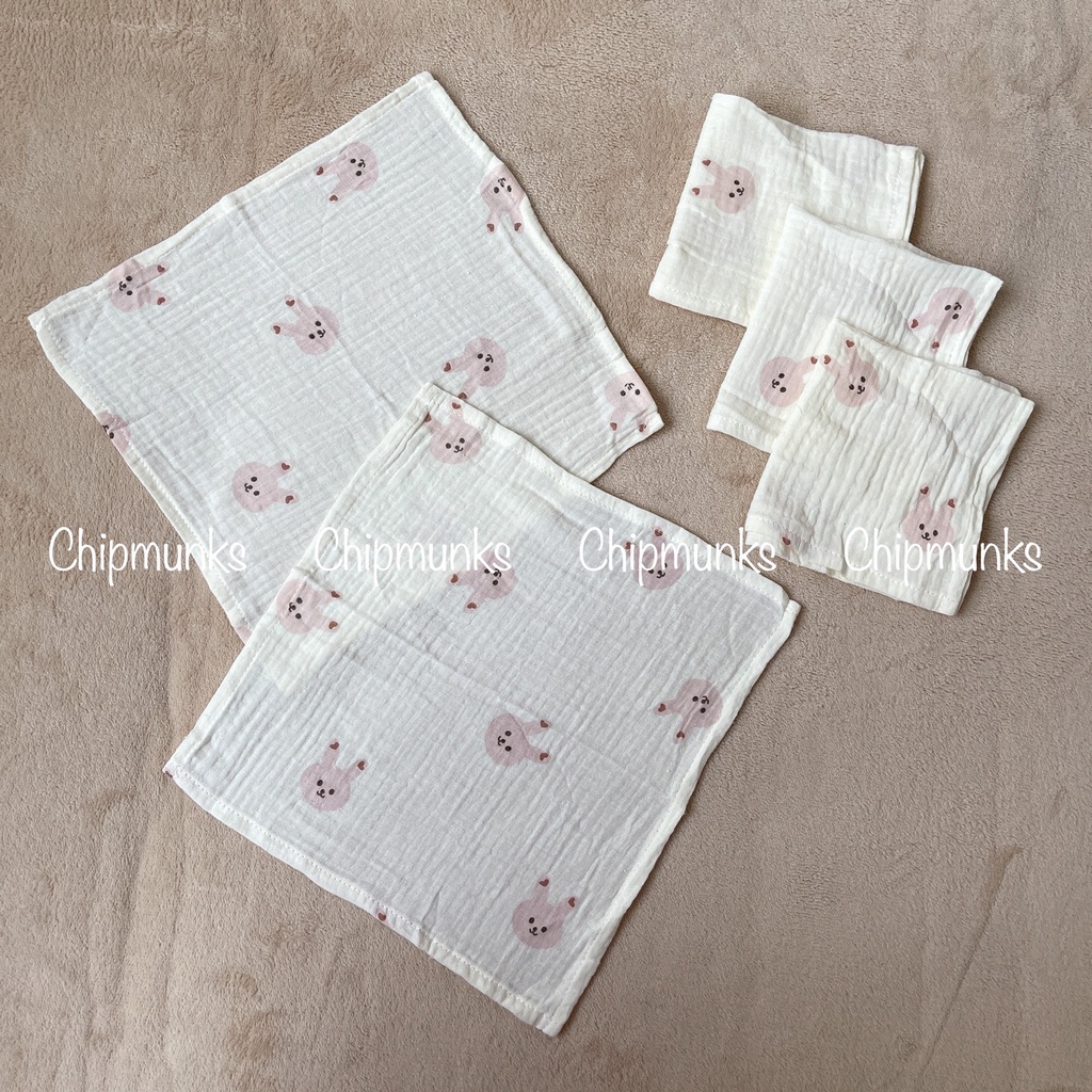 Khăn sữa xô muslin organic Chipmunks, không xù sợi an toàn cho da bé, thấm hút nhanh