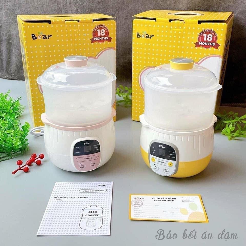 Nồi nấu cháo chậm bear bản Tiếng Việt, lõi sứ dung tích 0.8L, bảo hành 18 tháng