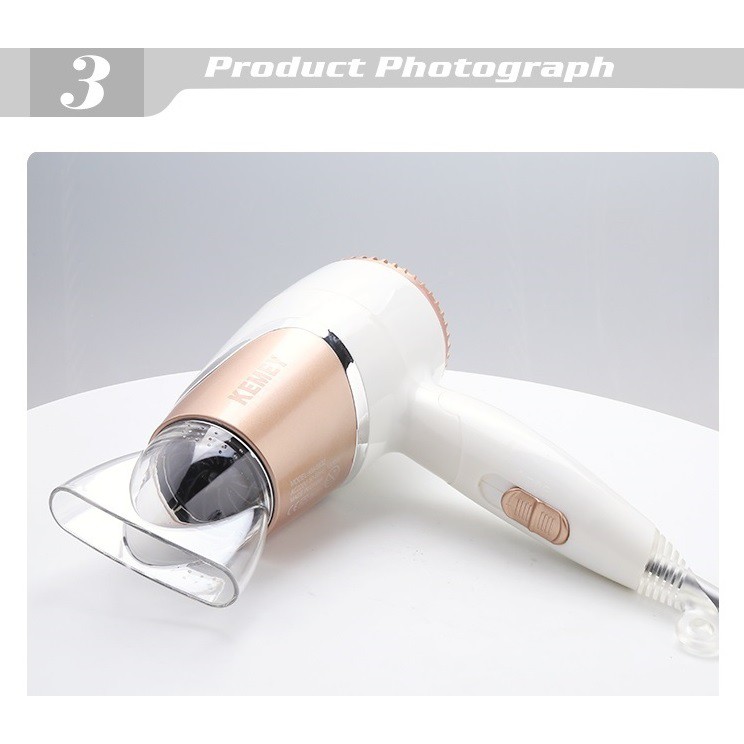 Máy Sấy Tóc Mini Kemei 6832 Với 3 Mức Sấy