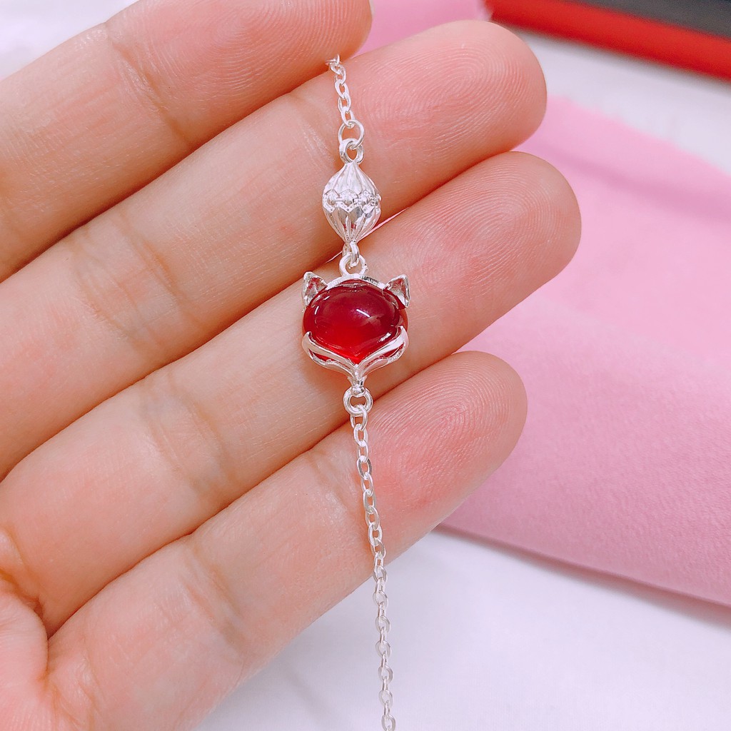 Lắc tay nữ bạc ta mặt hồ ly đủ màu - Bibi silver - BBS