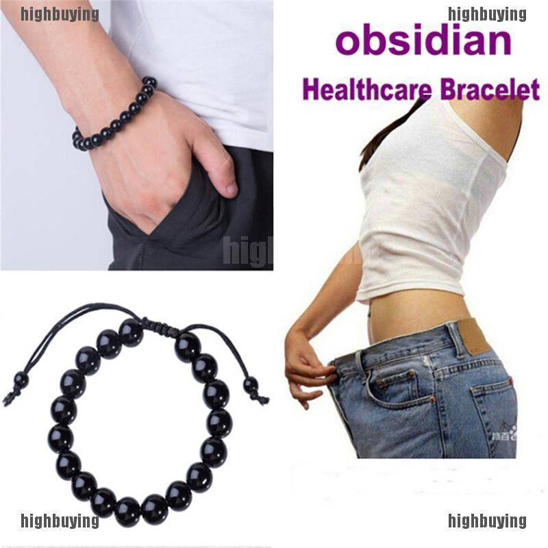 Vòng tay đá Obsidian nam châm cân bằng chăm sóc sức khỏe