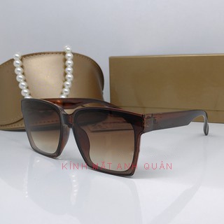 kính mát nữ thời trang mặt vuông màu nâu trà kiểu dáng đẹp chống bụi chống UV400 mẫu VN 02