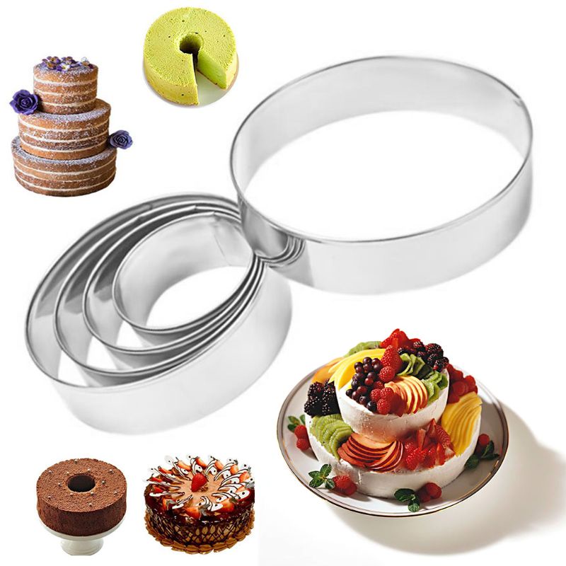 Set 5 khuôn cắt bánh hình tròn bằng thép không gỉ