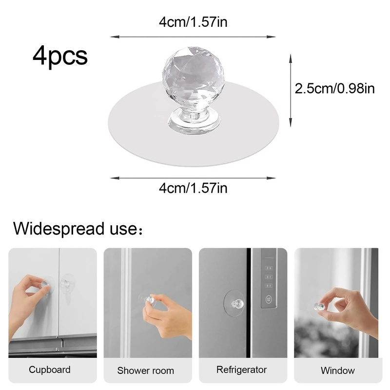 Set 2 Tay Nắm Ngăn Kéo Tủ Bằng Acrylic Trong Suốt Chống Nước Đa Năng