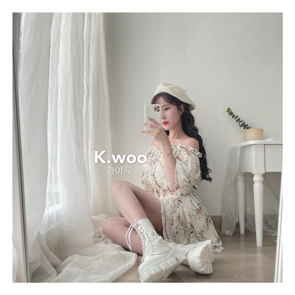 đầm hoa tay dài korea