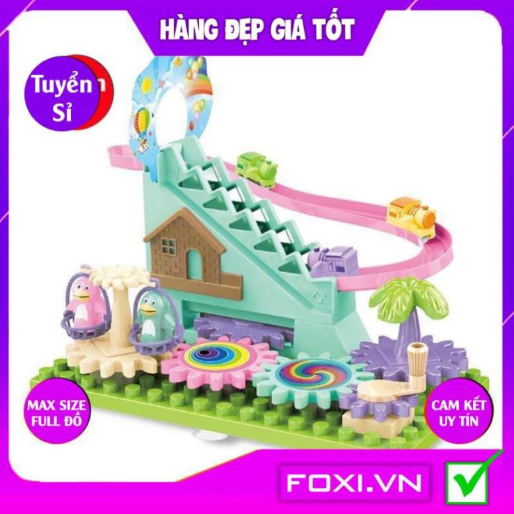 Bộ Đồ Chơi Đường Ray Bãi Biển-Xếp Hình Công Viên Nước-Lego Kích Thích Trí Thông Minh-Khéo Léo-Đồ chơi an toàn cho trẻ