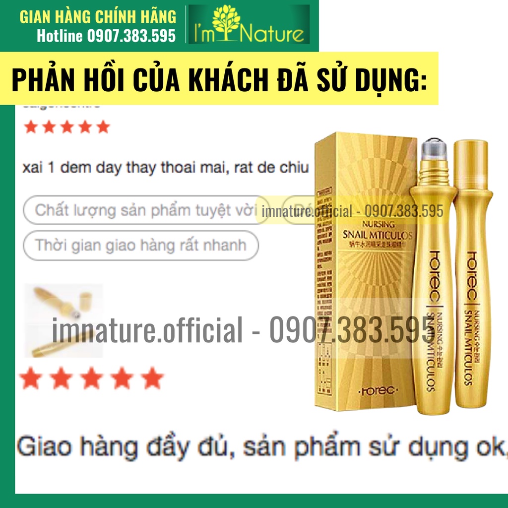 Cây Lăn Mắt Ốc Sên Giảm Quầng Thâm Bọng Mắt Rorec - Bioaqua