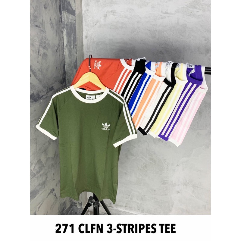 Áo thun adidas,áo phông Nam nư 271 CLFN 3-STRIPES TEE KHAKI GREEN