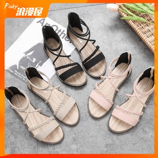Giày Sandal Đế Bằng Thắt Dây Thời Trang Cho Nữ