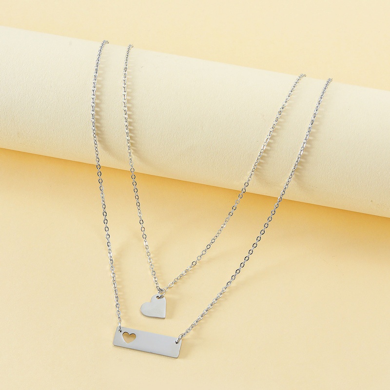 Set 2 Vòng cổ Bạc Mặt Hình Trái Tim