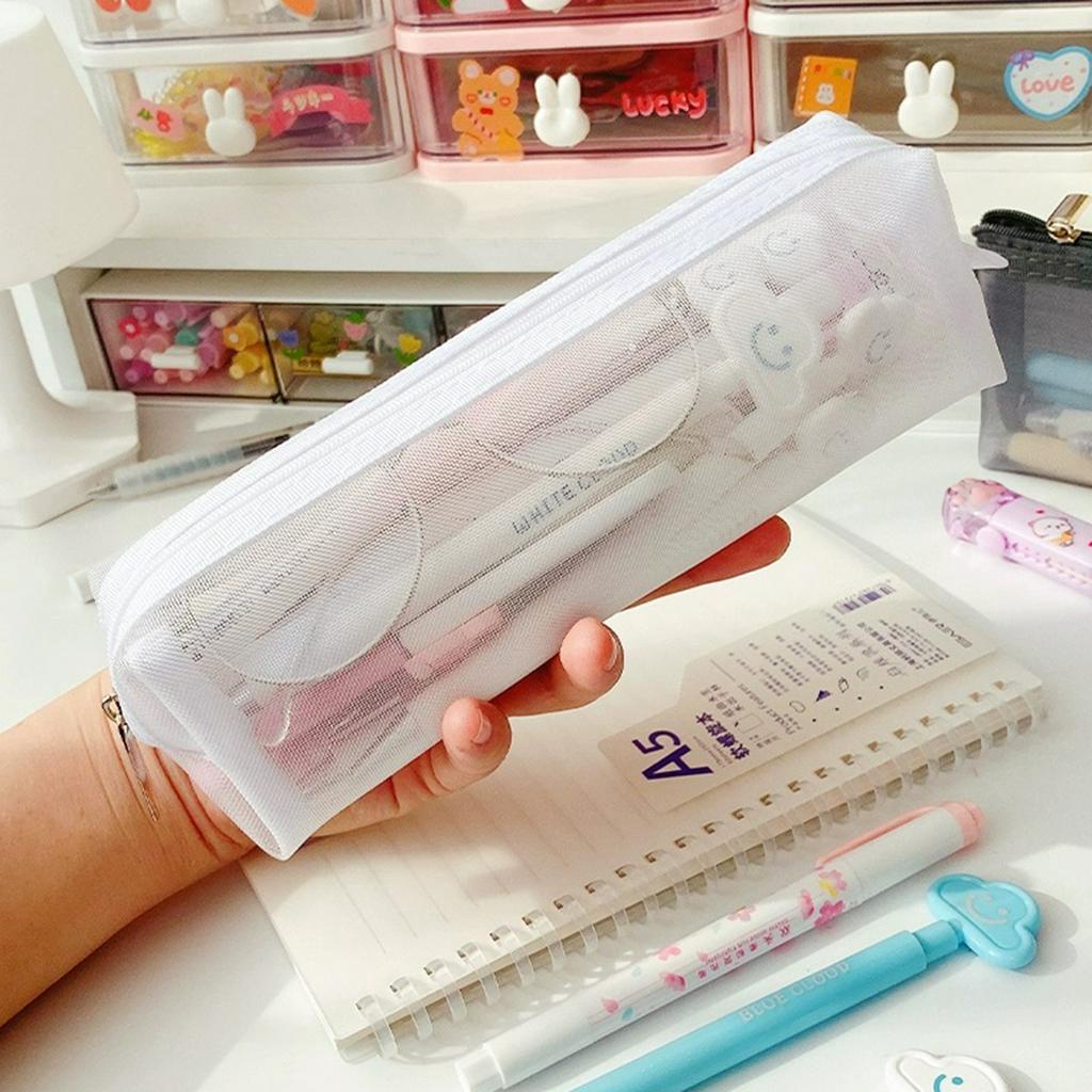 Túi Đựng Bút Phối Lưới Thiết Kế Đơn Giản Sức Chứa Lớn Tiện Dụng